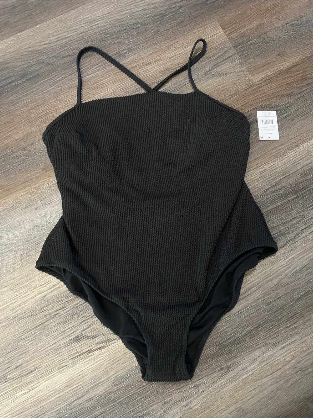 (17) NWT Black Textured One-Piece Swimsuit